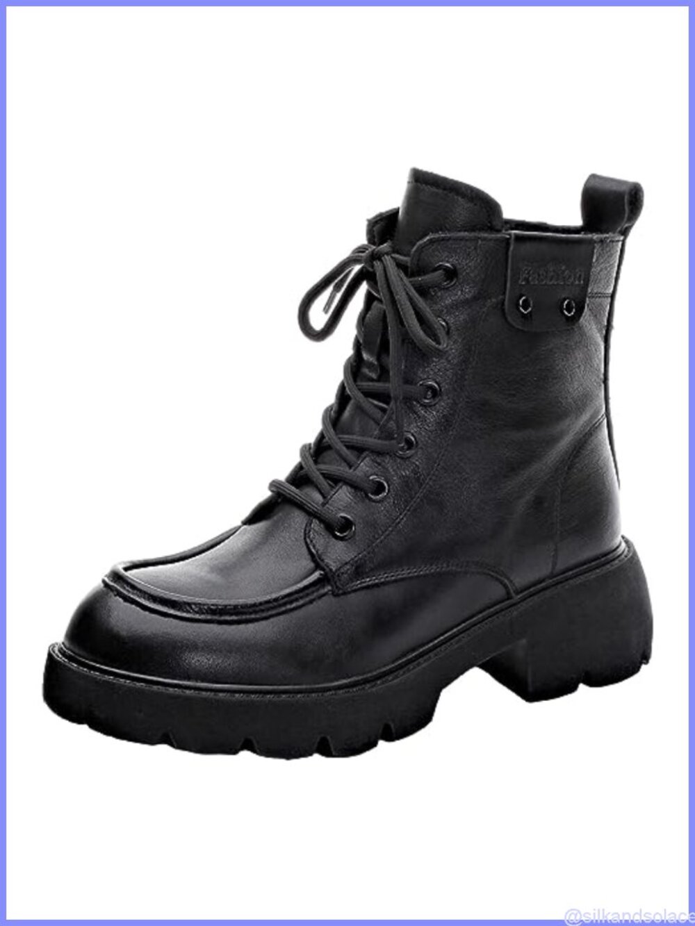 Genuine Leather Combat Boots Platform Chunky Heel Ankle Booties Side Zip